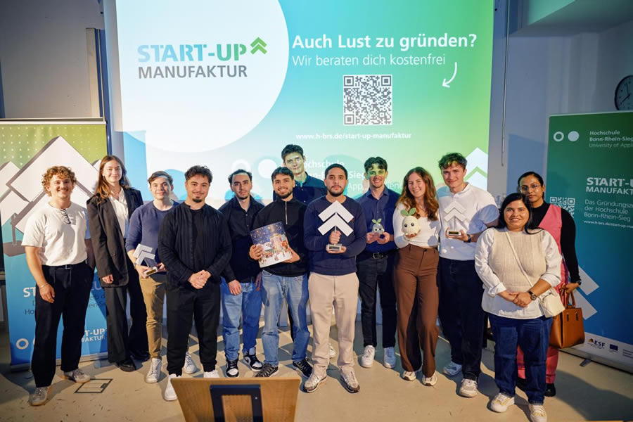 Insgesamt fünf Teams hatten das Finale des Start-up-Cups erreicht. Foto: Nathan Dreessen